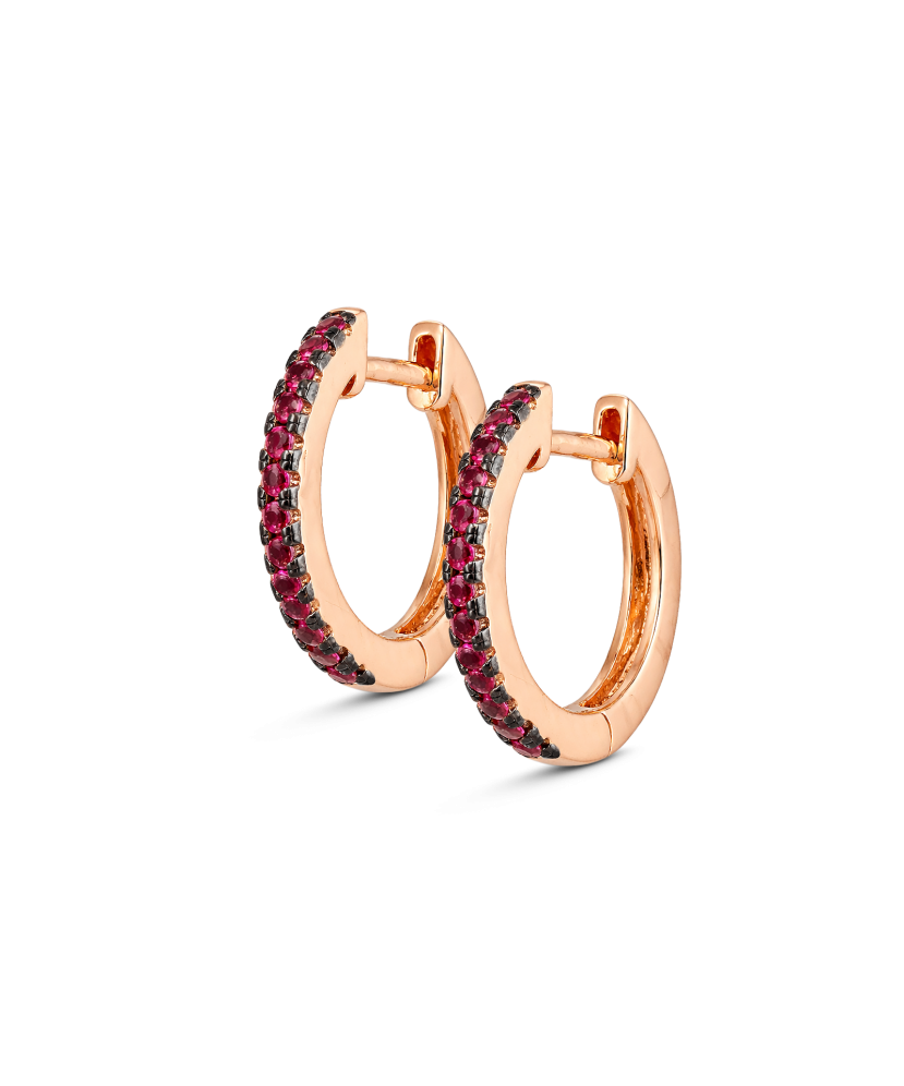 Gilded sterling Silver earrings with nano rubies