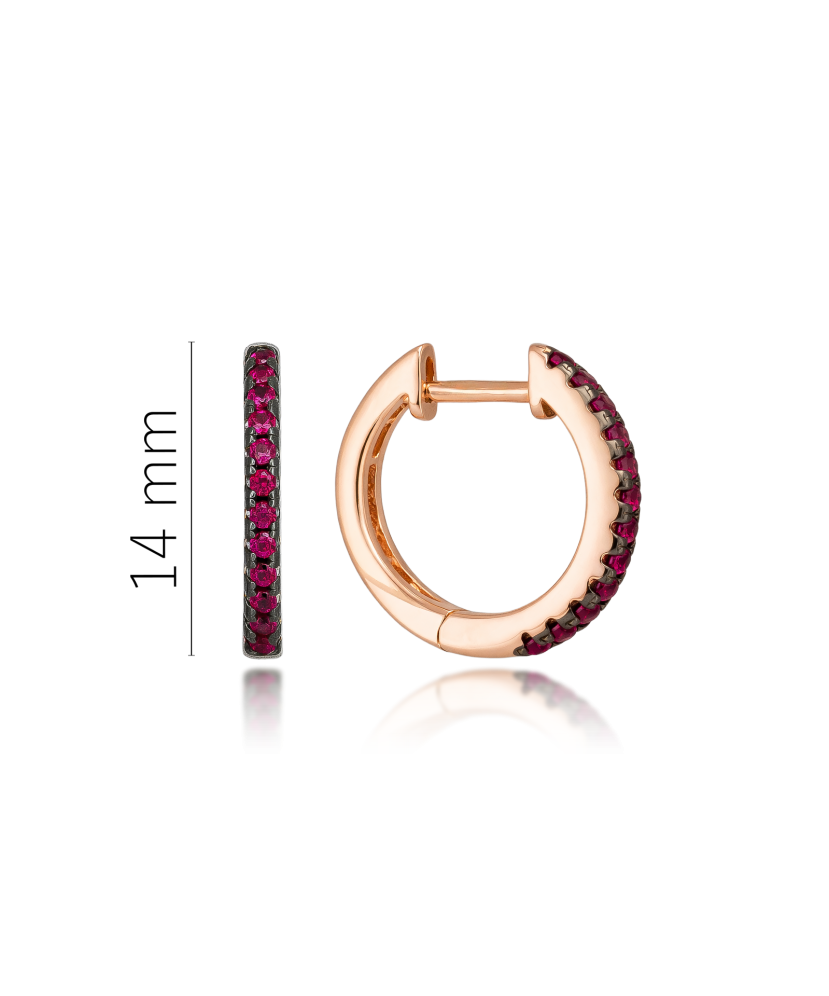 Gilded sterling Silver earrings with nano rubies