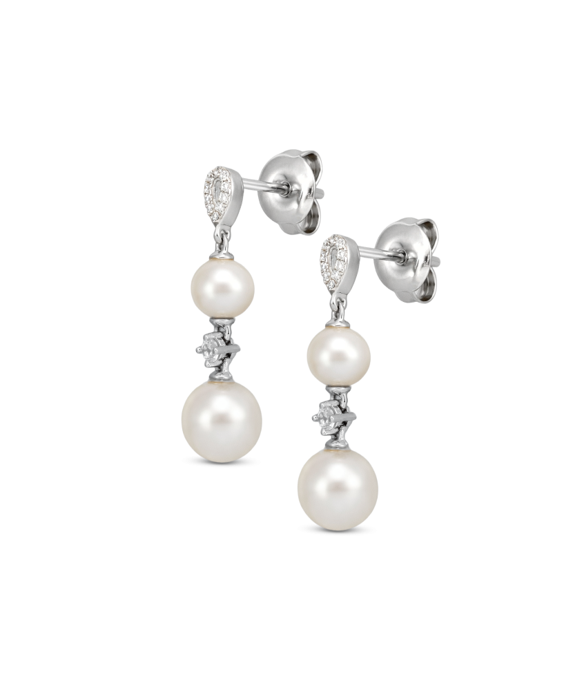 Sterling silver earrings with pearls and zircons