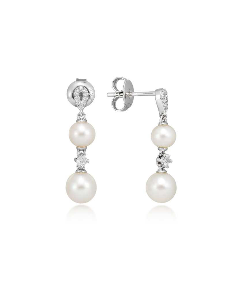 Sterling silver earrings with pearls and zircons