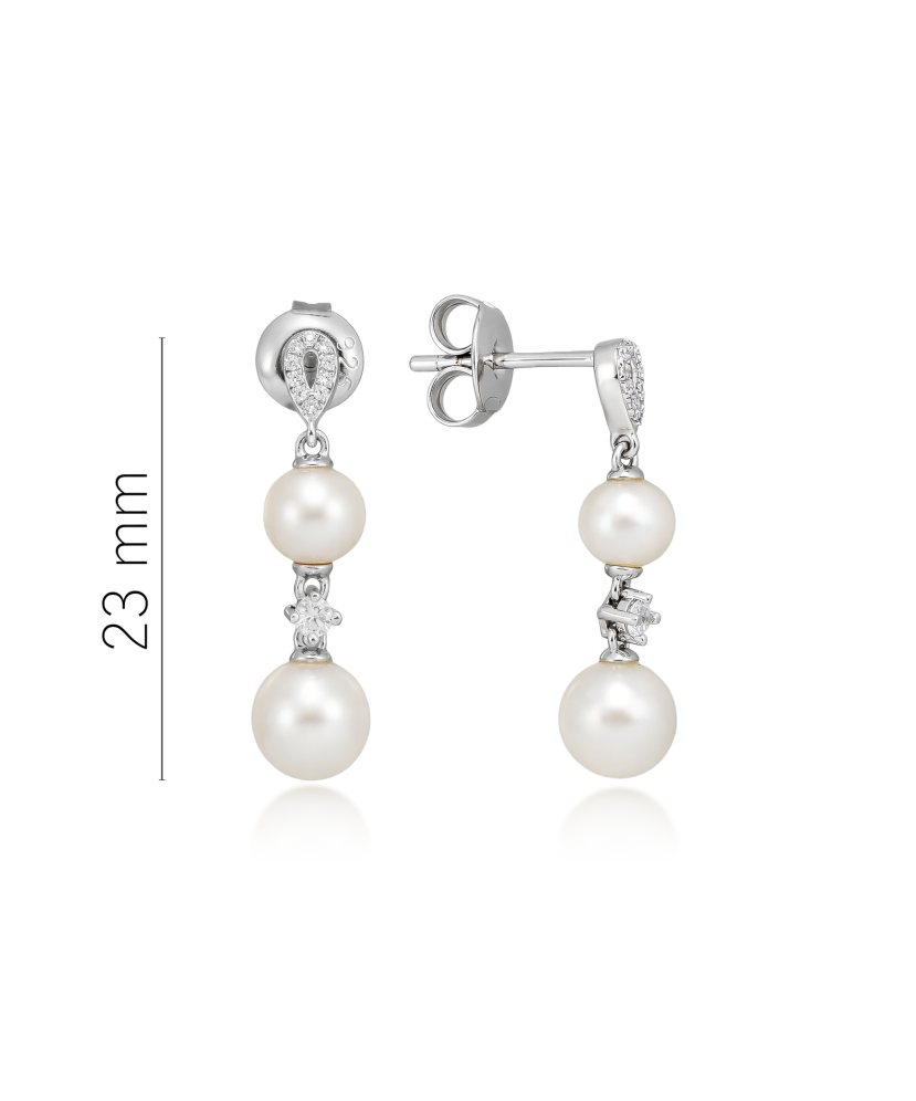 Sterling silver earrings with pearls and zircons