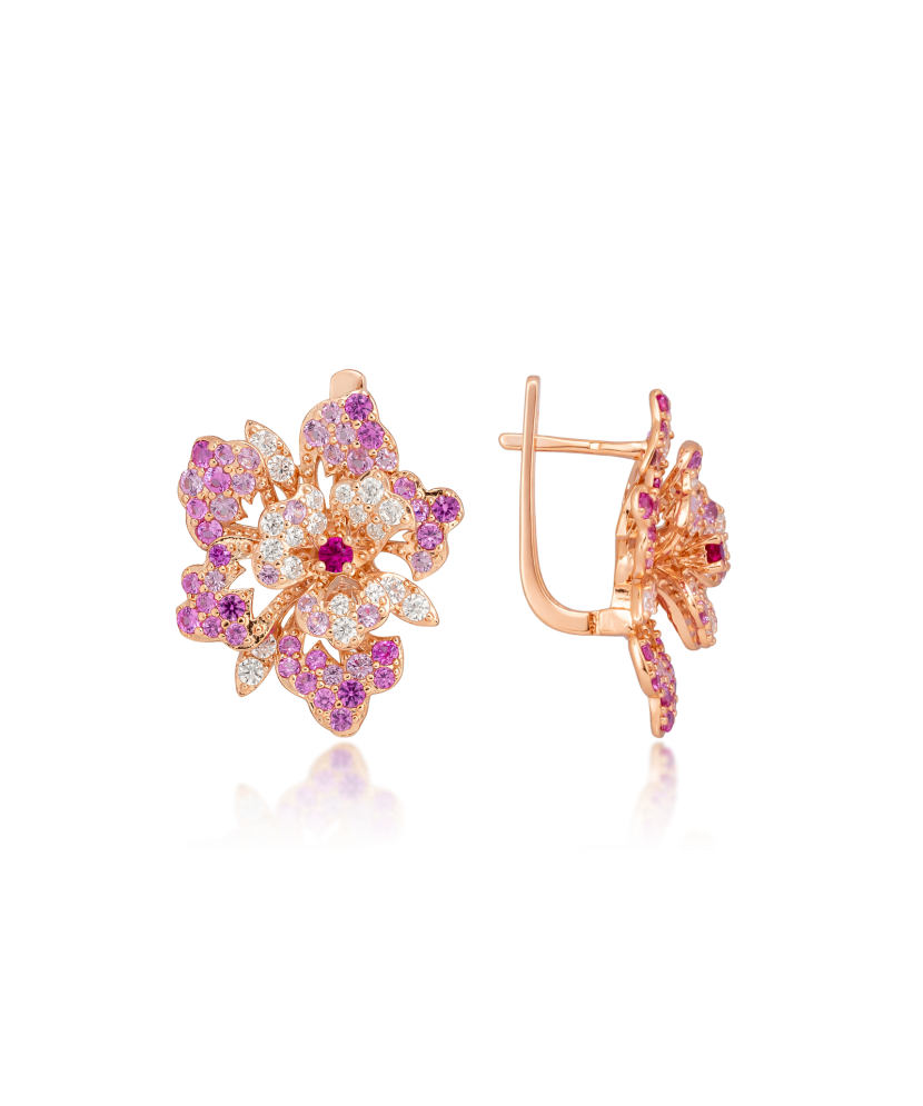 Gilded sterling Silver earrings with nano sapphires and zircons