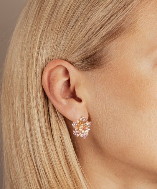 Gilded sterling Silver earrings with nano sapphires and zircons