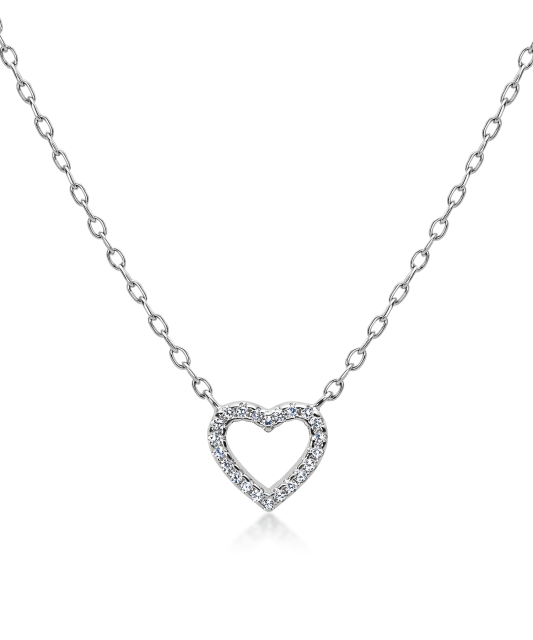 Sterling silver chain with zirconium pendant "heart"
