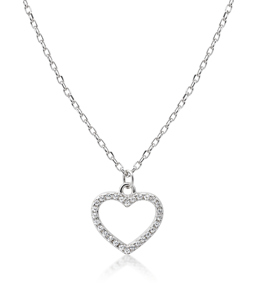 Sterling silver chain with zirconium pendant "heart"