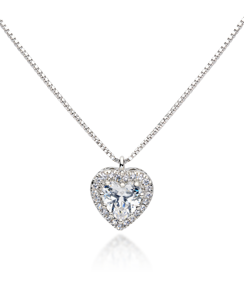 Sterling silver chain with zirconium pendant "heart"