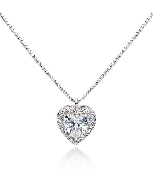 Sterling silver chain with zirconium pendant "heart"