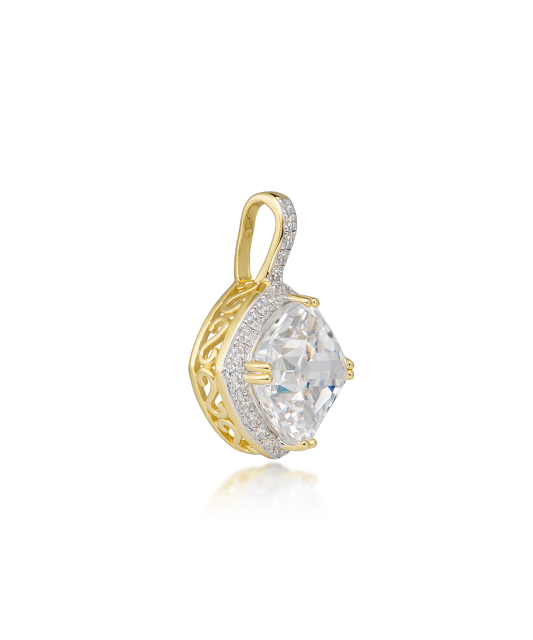 Gilded sterling silver pendant with zircons