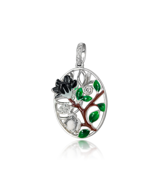 Sterling silver pendant with zircons and enamel