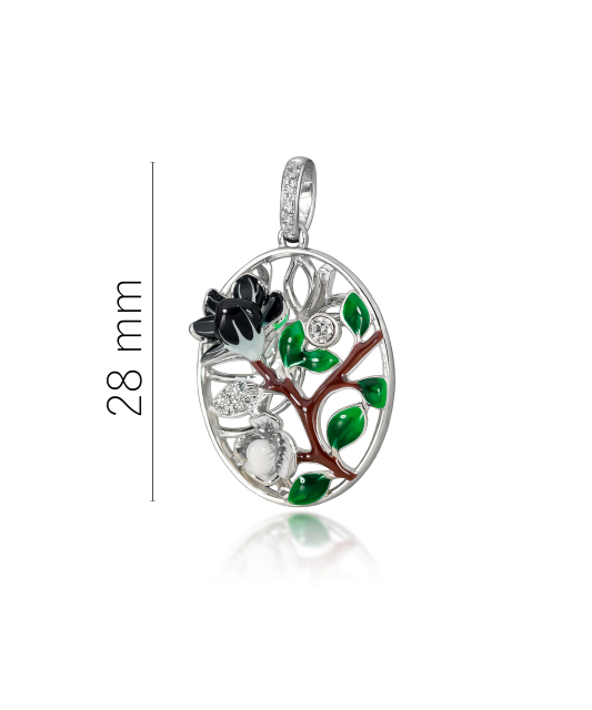 Sterling silver pendant with zircons and enamel