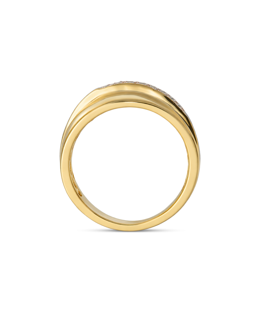 Hopeinen kullattu sormus zirkoneilla