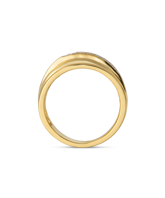 Hopeinen kullattu sormus zirkoneilla