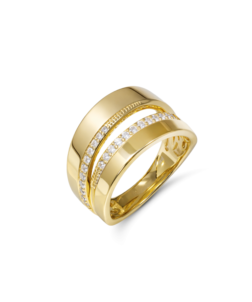 Gilded Sterling silver ring with zircons