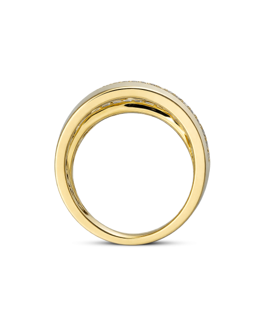 Hopeinen kullattu sormus zirkoneilla