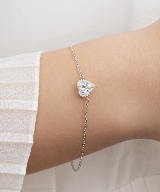 Sterling Silver bracelet with zircons "heart"