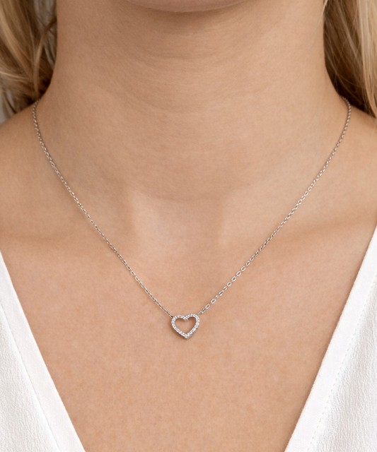 Sterling silver chain with zirconium pendant "heart"
