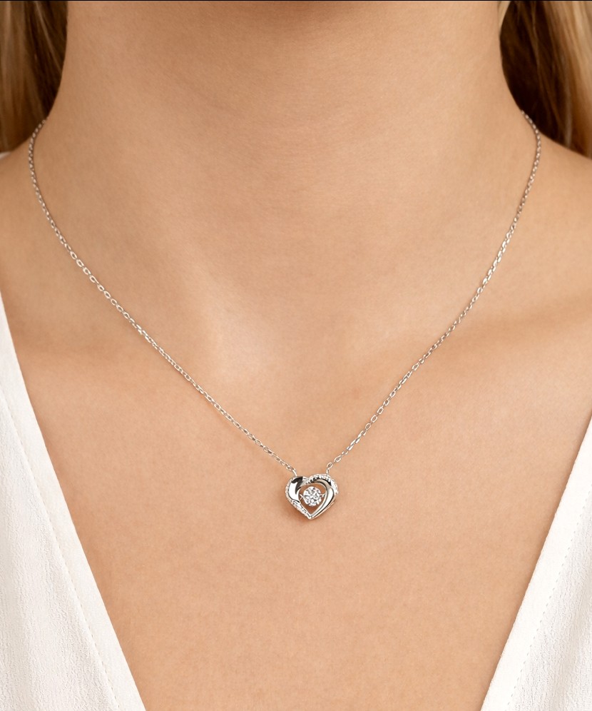 Sterling silver chain with zirconium pendant "heart"