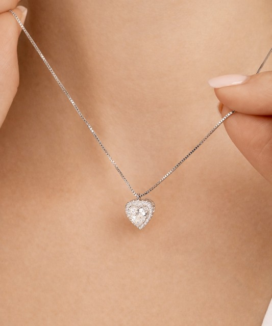 Sterling silver chain with zirconium pendant "heart"