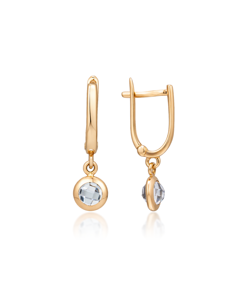Gold earrings with zircons