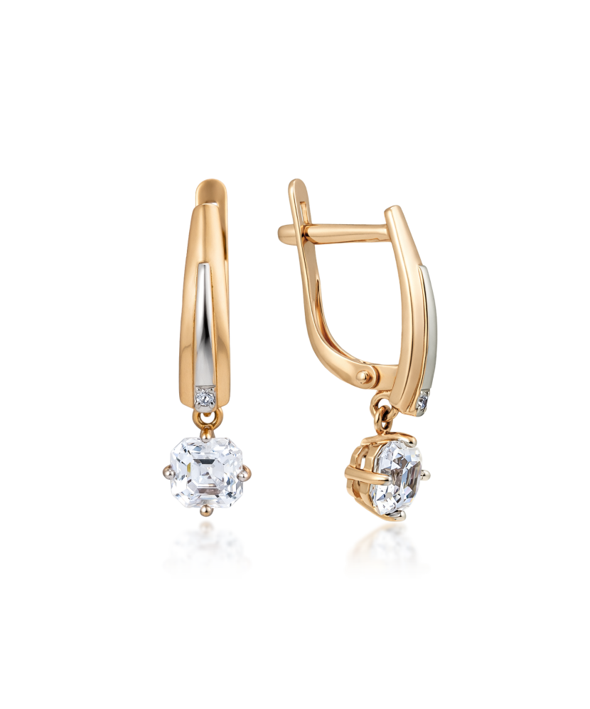 Gold earrings with zircons