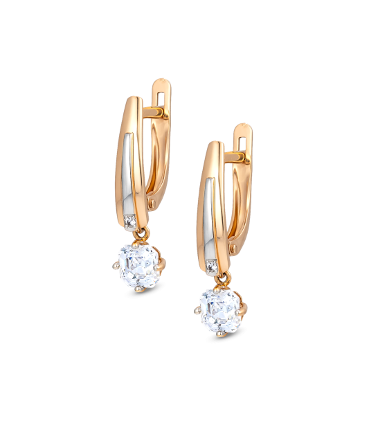 Gold earrings with crystals