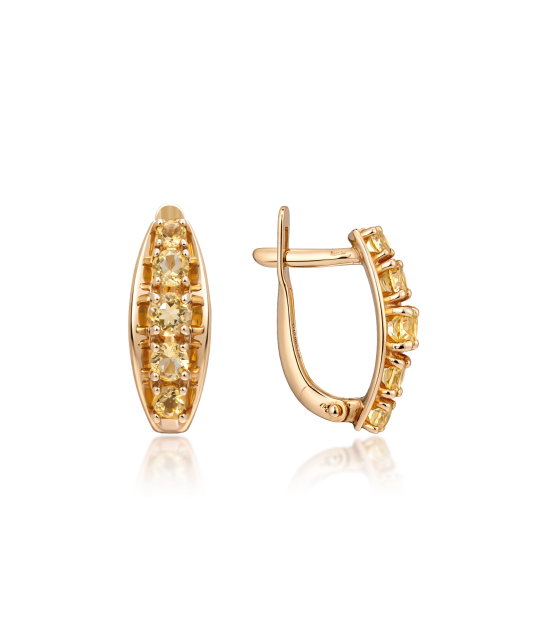 Gold earrings with citrine