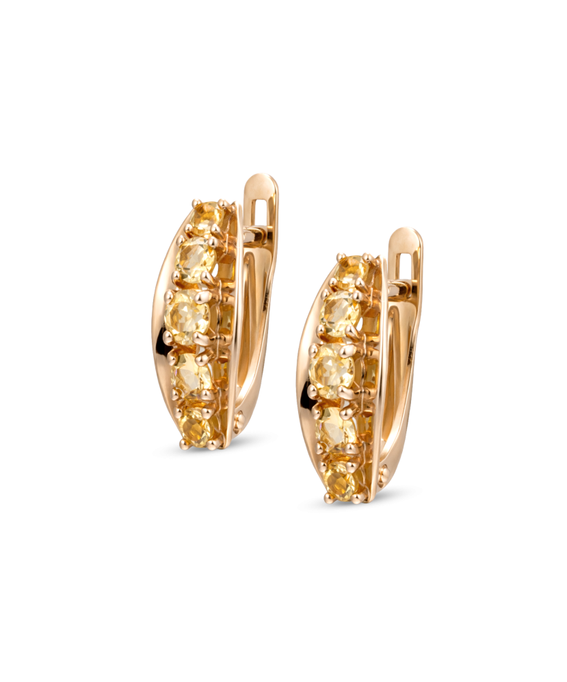 Gold earrings with citrine