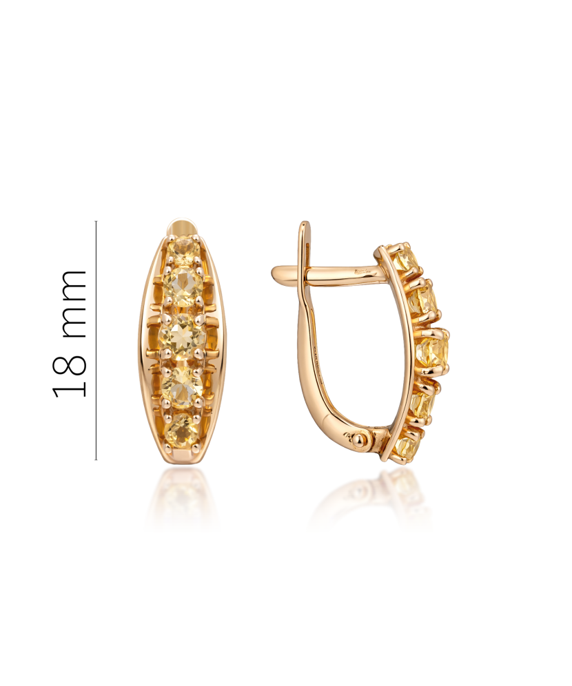 Gold earrings with citrine