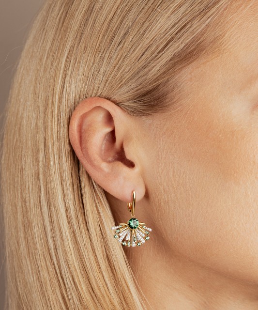 Gilded sterling silver earrings with zircons and spinels