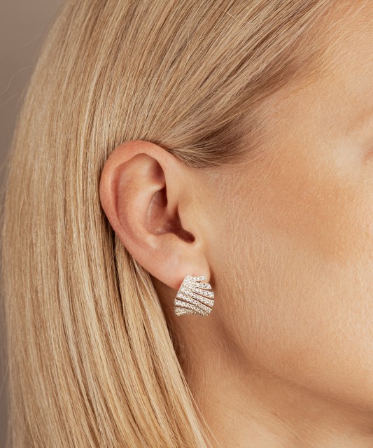 Gilded sterling silver earrings with zircons