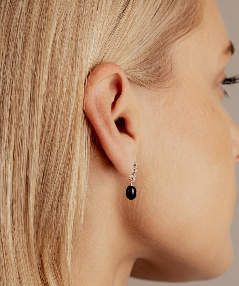 Sterling silver earrings with pearls and zircons