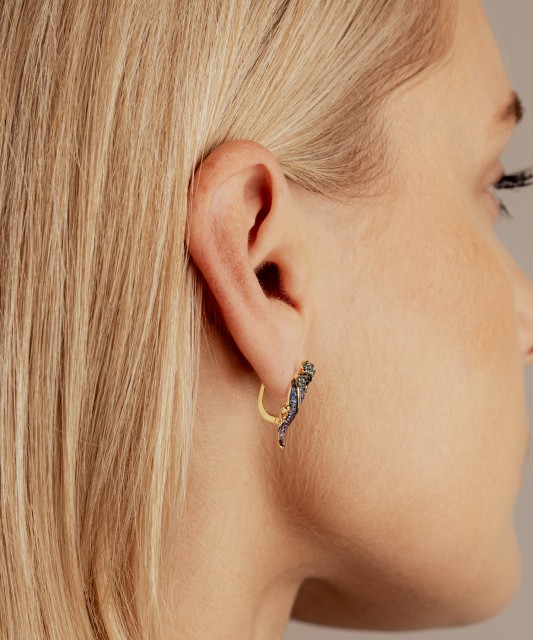 Gilded sterling silver earrings with zircons