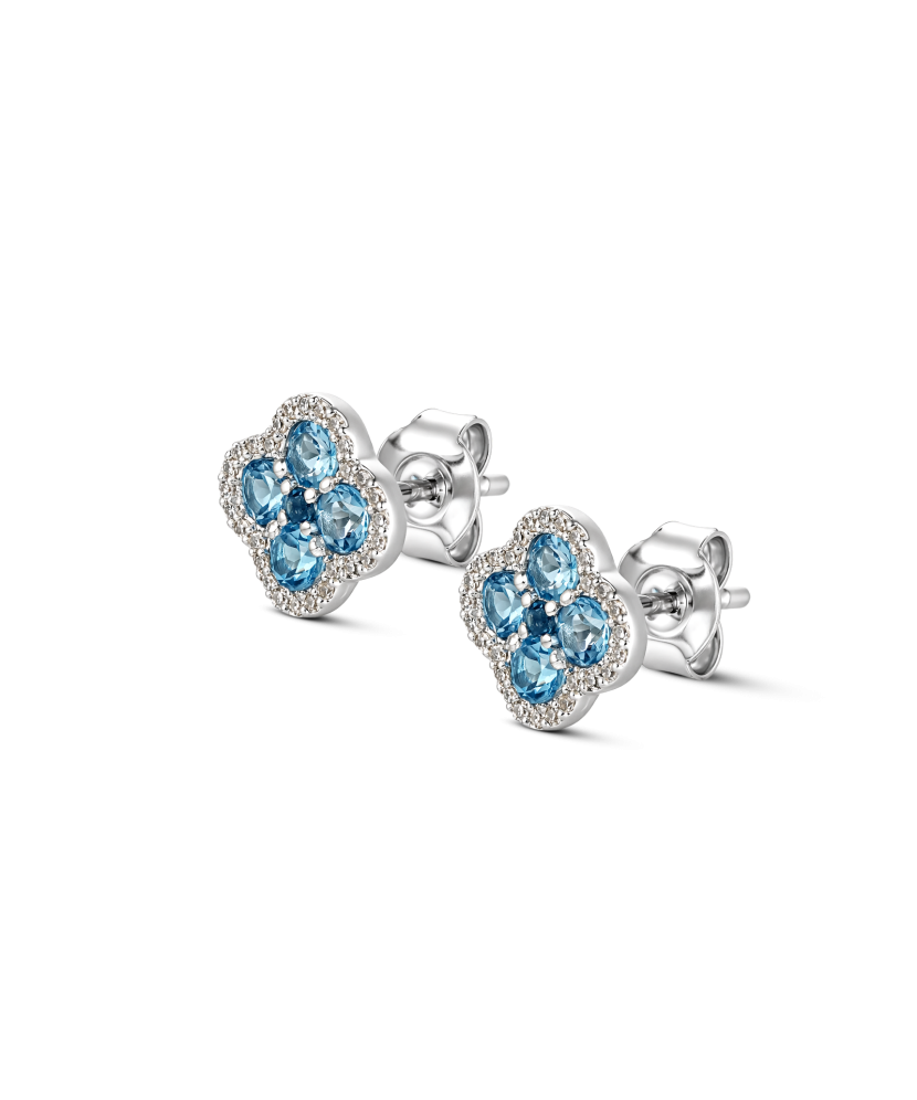 White gold earrings with topazes and diamonds