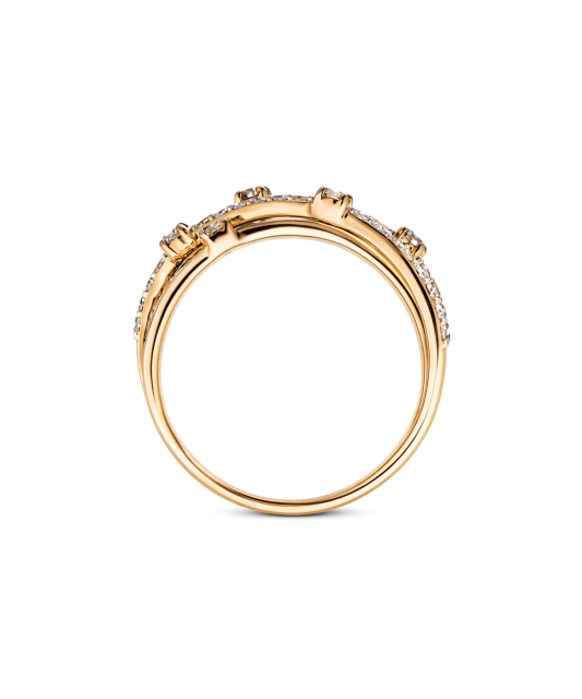 Yellow gold ring with cognac diamonds