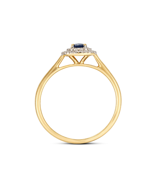 Yellow gold ring with sapphires and diamonds