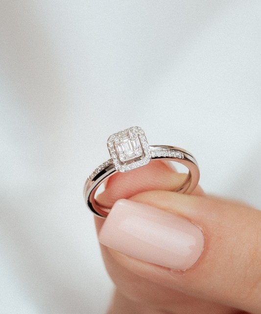 White gold ring with diamonds