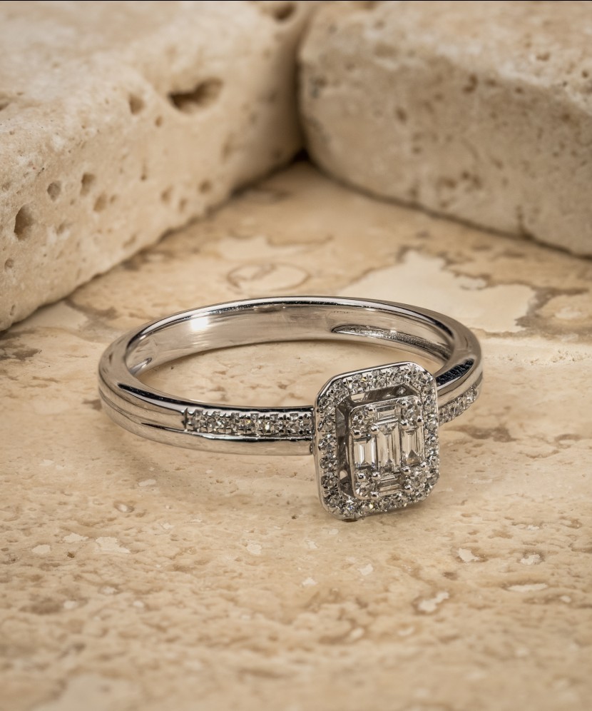 White gold ring with diamonds