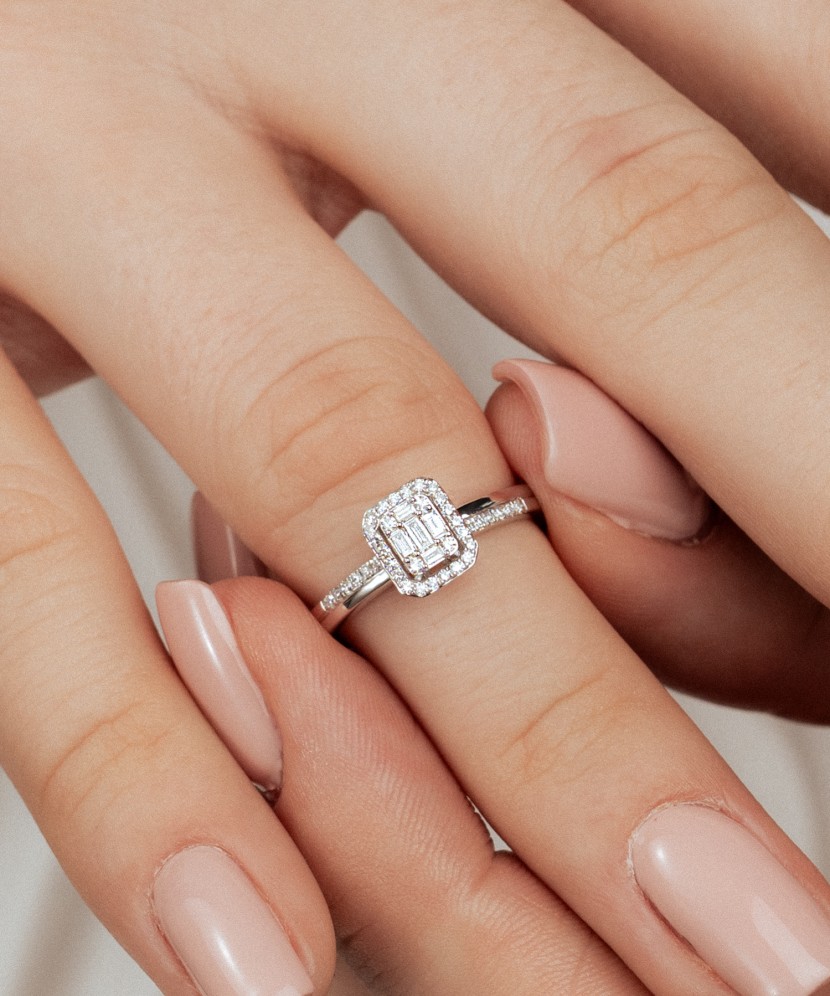 White gold ring with diamonds