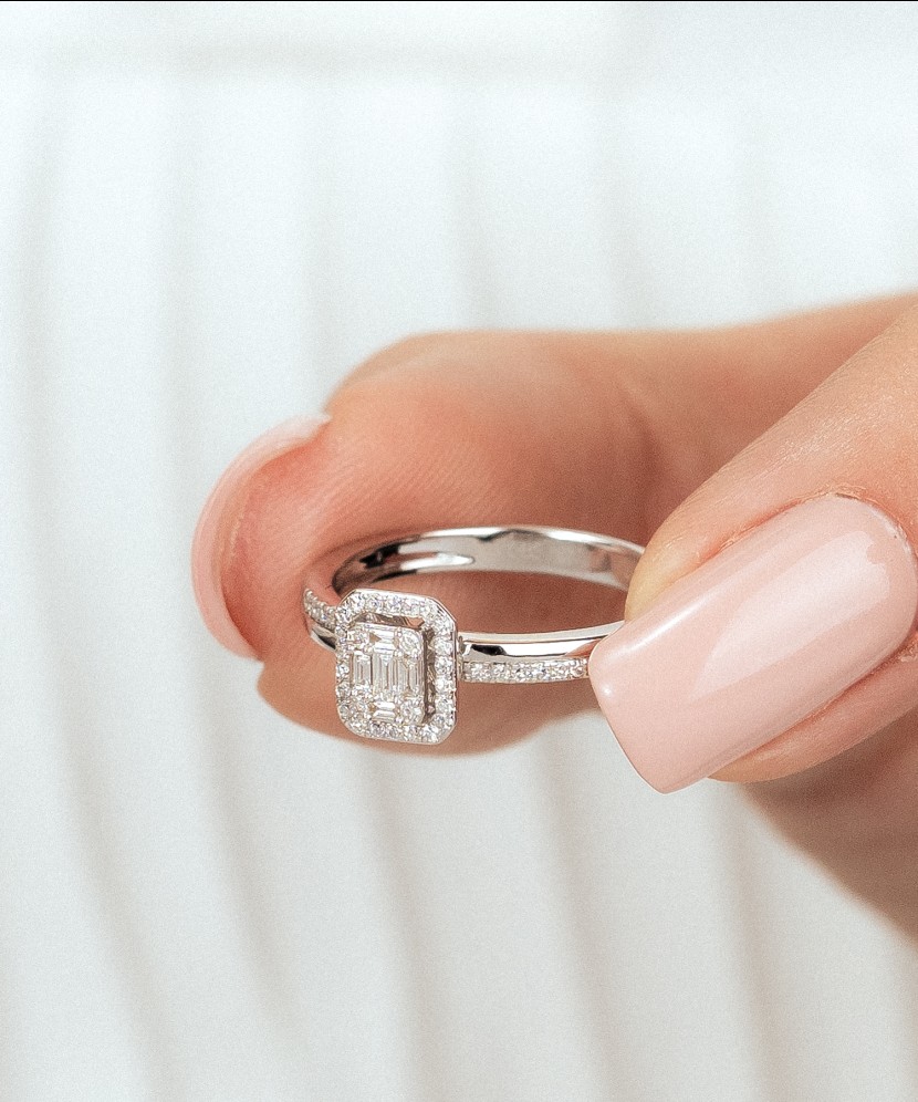 White gold ring with diamonds