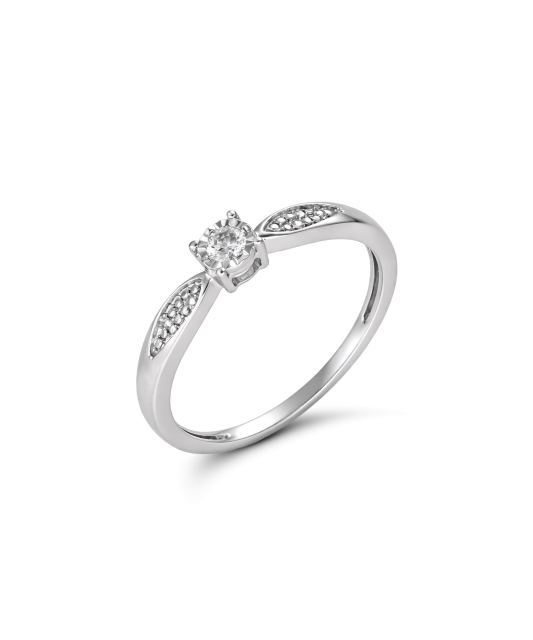 Valkokultainen sormus timanteilla 0,08ct