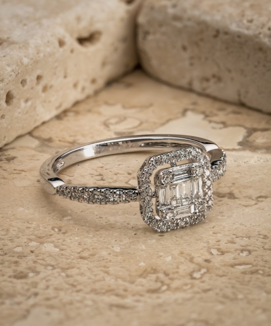 White gold ring with diamonds