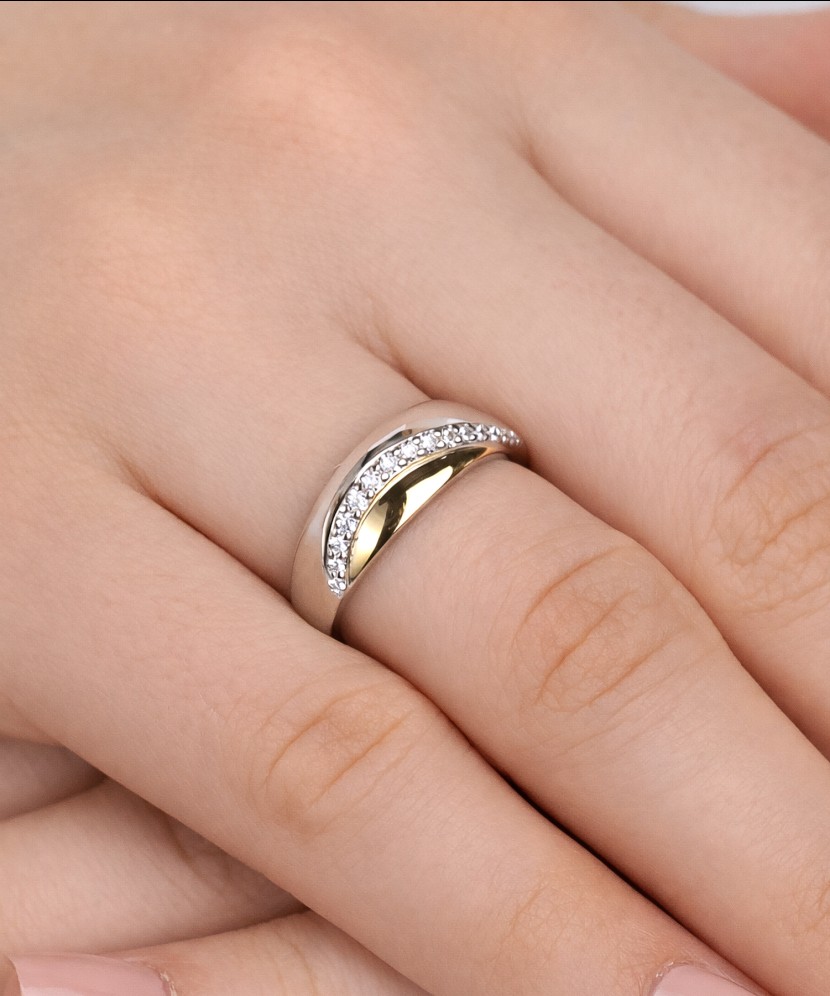 Gilded Sterling silver ring with zircons