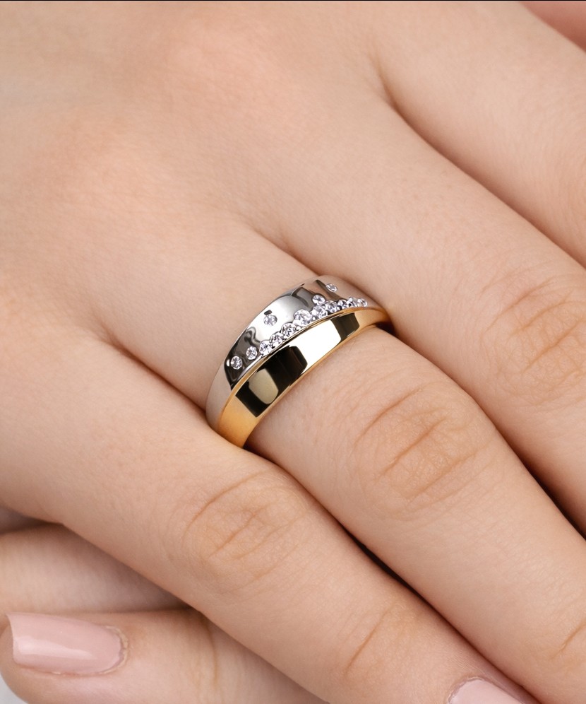 Gilded Sterling silver ring with zircons