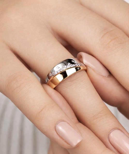 Gilded Sterling silver ring with zircons