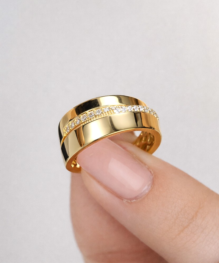 Gilded Sterling silver ring with zircons