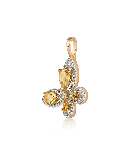 Gold pendant with citrines and diamonds