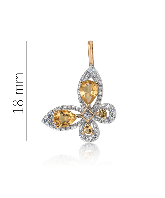 Gold pendant with citrines and diamonds