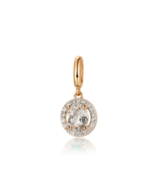 Gold pendant with white topaz and diamonds