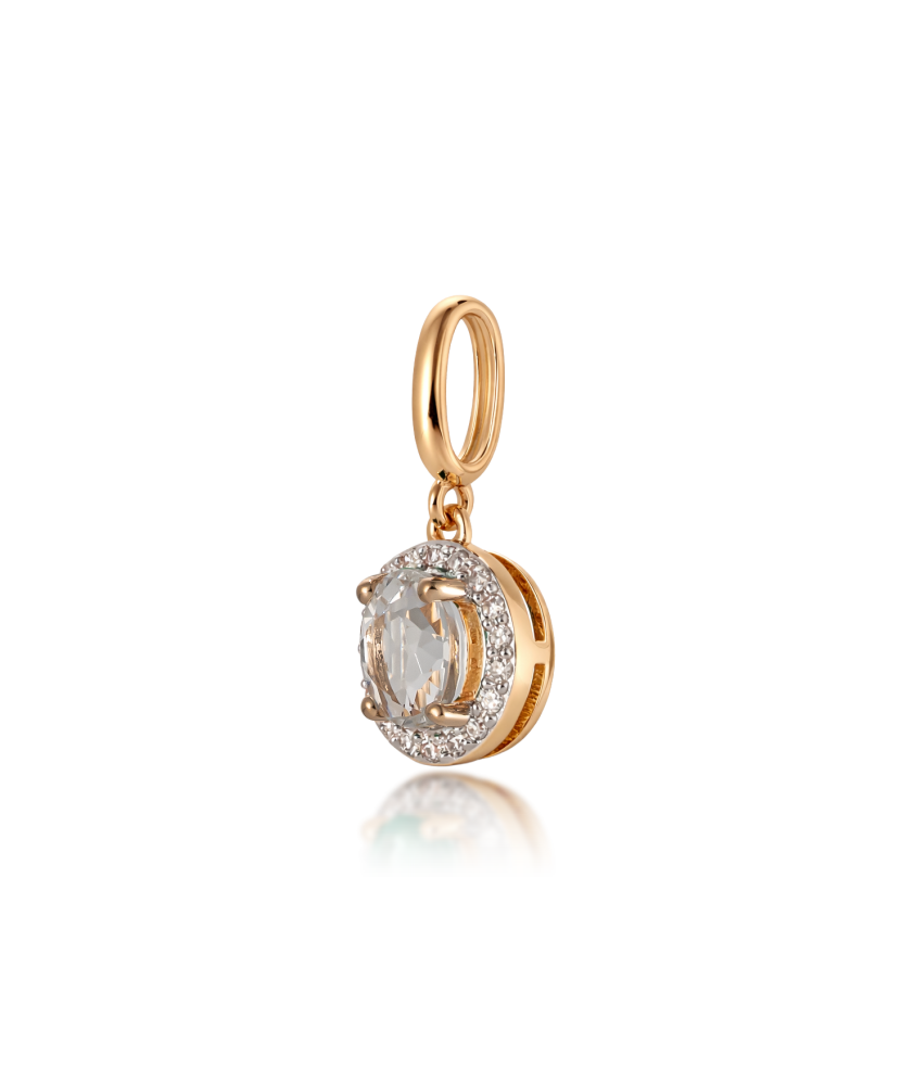 Kultariipus valkoisella topaasilla ja timanteilla