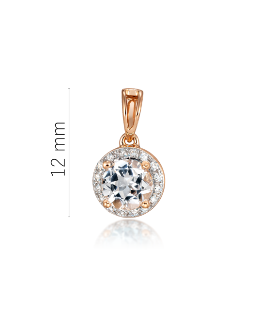 Gold pendant with white topaz and diamonds